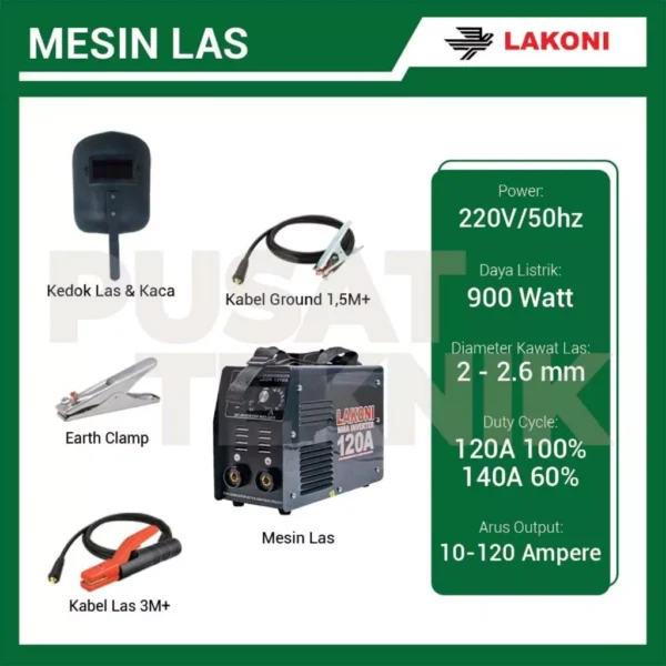 Mesin Las LAKONI Falcon 121GE Welding MMA Inverter 120A - Gambar 2
