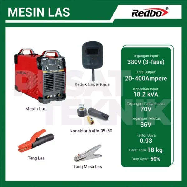 Mesin Las REDBO MMA 400M Welding Inverter Listrik 400A 2200 Watt - Gambar 2