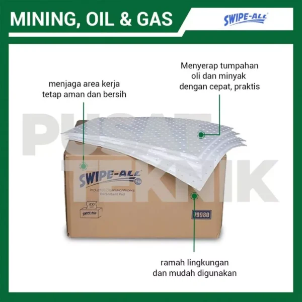 Oil Sorbent Absorber Swipe-All P80 Pad Penyerap Tumpahan Oli100 Sheet (40 x50 cm) - Gambar 2