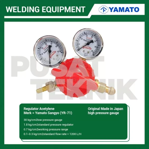 YAMATO Regulator Acetylene YR-71 Pressure Gauge - Gambar 2