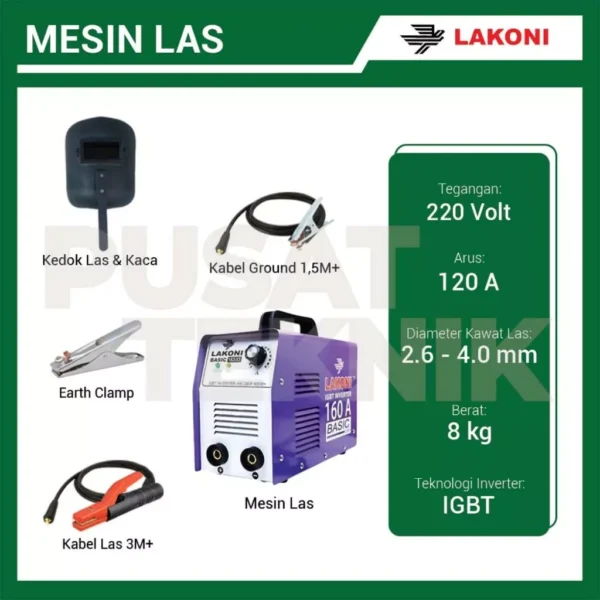 Mesin Las LAKONI Basic 162iX IGBT Welding Inverter Trafo 160A - Gambar 2