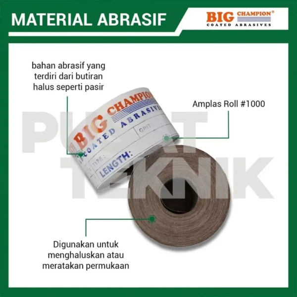Amplas Roll Gritt #1000 4" x 45 Meter 1 Roll Big Champion - Gambar 2