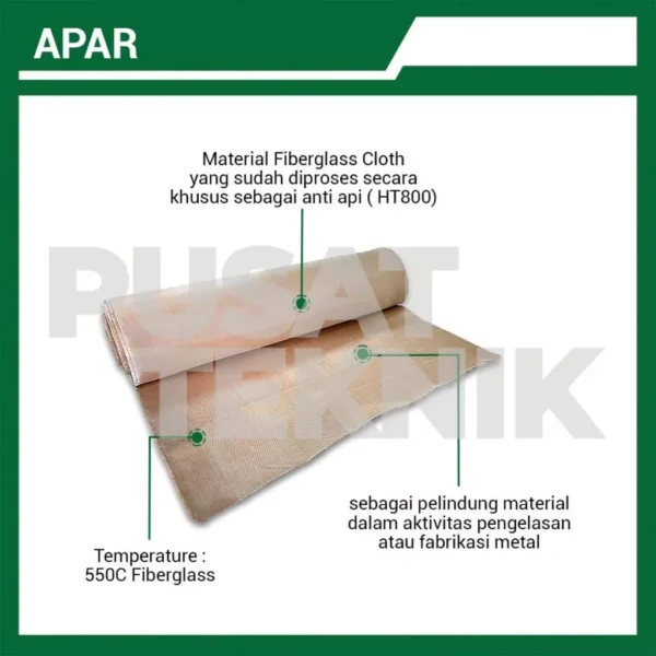 Fire Blanket Fiberglass Cloth HT 800 Kain Tahan Panas Api 1 Roll - Gambar 2