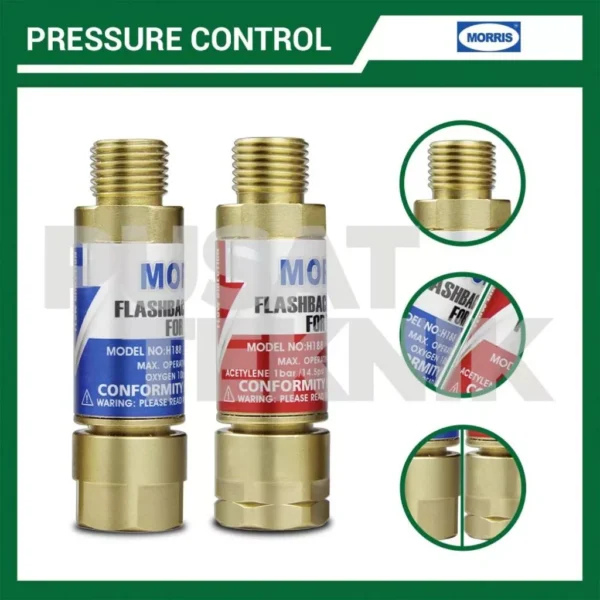 MORRIS Flashback Arrestor for Torch Oxygen & Fuel Gas Pressure Control - Gambar 4