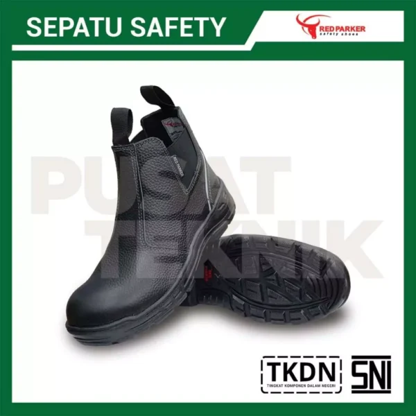Sepatu Safety Shoes Boot Sedang Slip On Red Parker S185 - Gambar 3