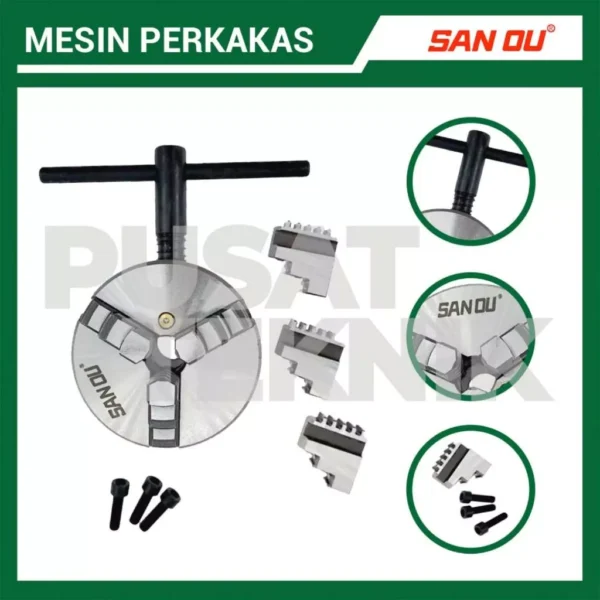 Clow Catok Bubut SAN OU 3" K11-80 3 Jaw Cekam Kaki 3 Inch - Gambar 4