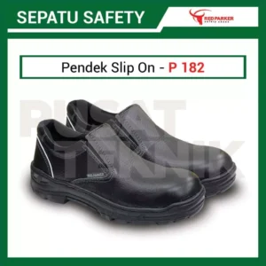 Sepatu Safety Shoes Red Parker P182 Slip on Pria Wanita Slop