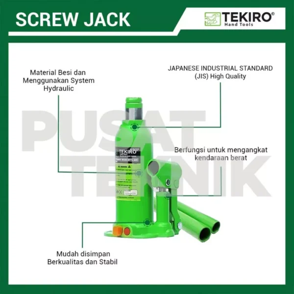TEKIRO Dongkrak Botol Hidrolik Hydraulic Jack Kapasitas 2 - 30 Ton - Gambar 2