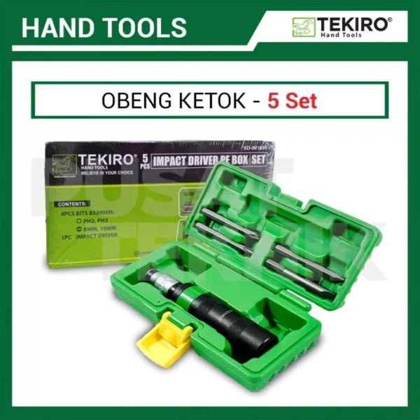 TEKIRO Obeng Ketok Impact Driver Box Plastik Set 5 Pc