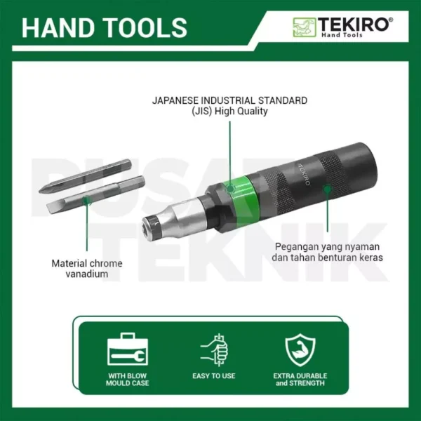 TEKIRO Obeng Ketok Impact Driver Box Plastik Set 5 Pc - Gambar 2