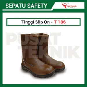 Sepatu Safety Shoes Boot Tinggi Slip On Red Parker T18