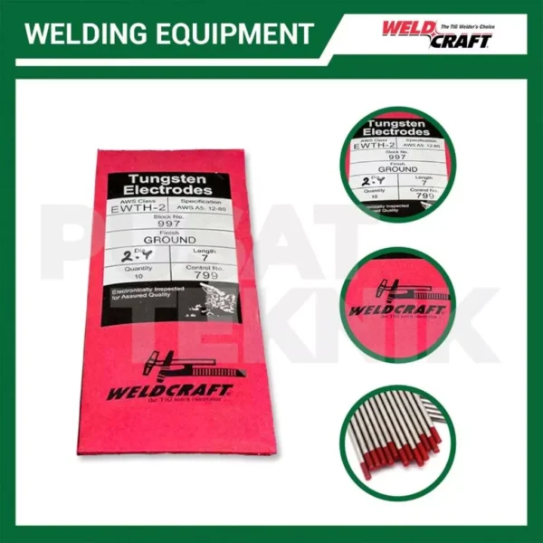 Tungsten Electrodes WELDCRAFT Jarum Las Argon 1.6mm 2.4mm - Gambar 4
