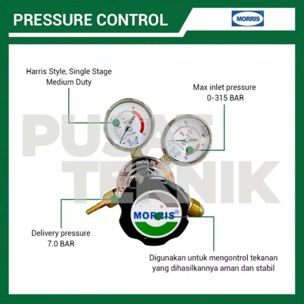 MORRIS Regulator Gas Oxygen 201-7M-OX Pressure Control - Gambar 2