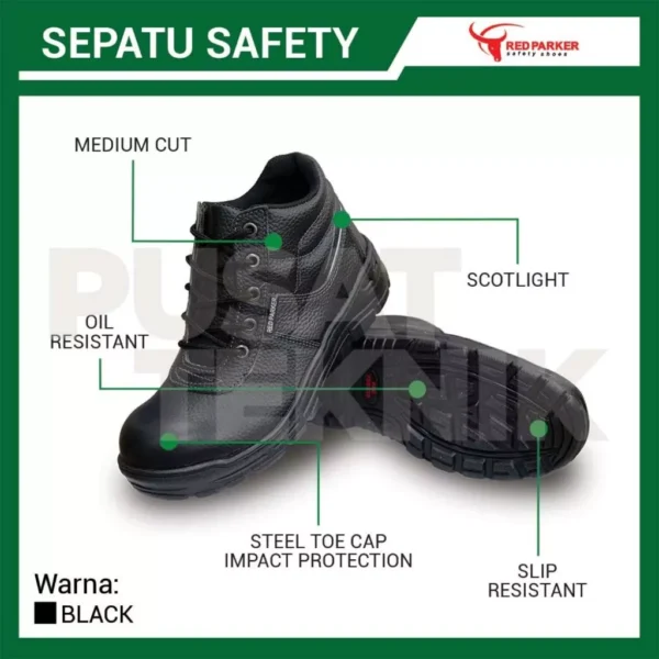 Sepatu Safety Shoes Boot Sedang Tali Red Parker S183 - Gambar 2