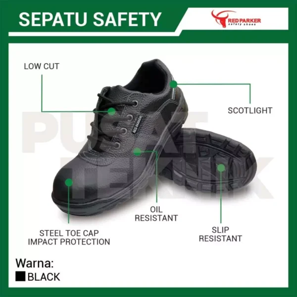 Sepatu Safety Shoes Red Parker P181 Pendek Tali Pria Wanita - Gambar 2