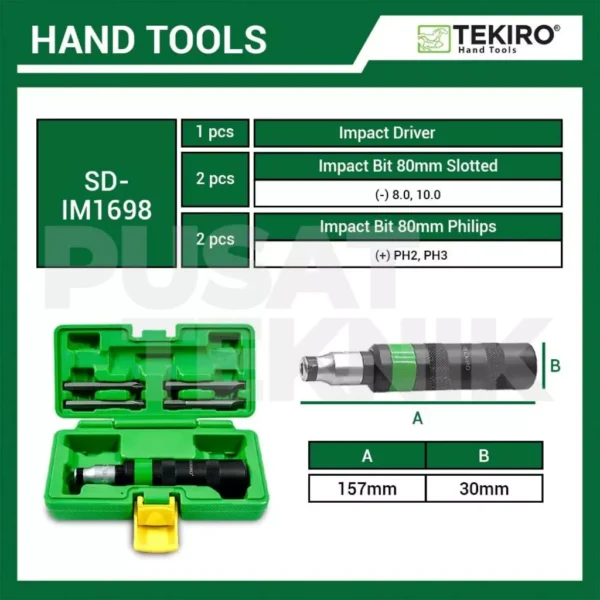TEKIRO Obeng Ketok Impact Driver Box Plastik Set 5 Pc - Gambar 5