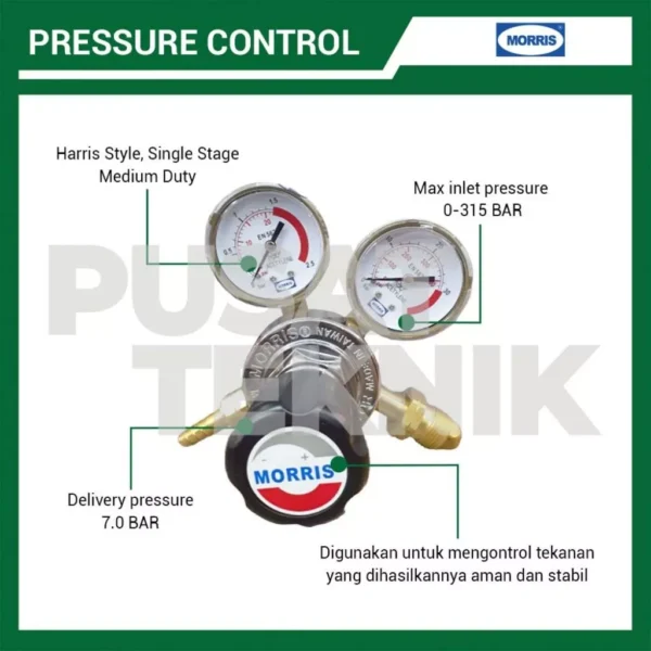 MORRIS Regulator Gas Acetylene 201-1.4M-AC Pressure - Gambar 2