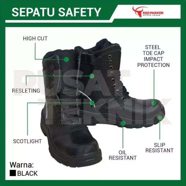 Sepatu Safety Shoes Boot Tinggi PDL Red Parker T187 - Gambar 2