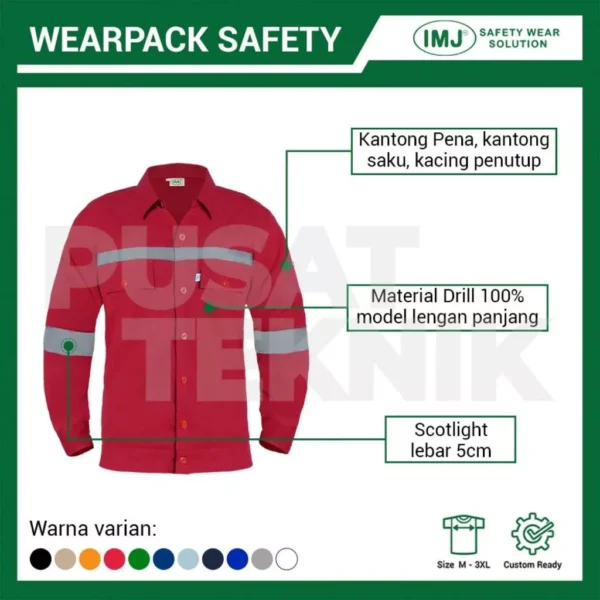 Wearpack Safety IMJ Atasan Kerja Lengan Panjang American Drill - Gambar 2