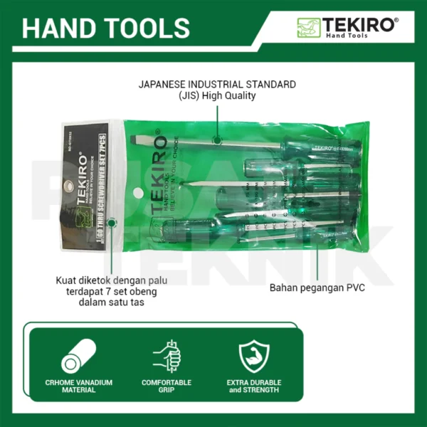 TEKIRO Obeng Ketok Tembus Go Thru Screwdriver Set 7 Pcs - Gambar 3