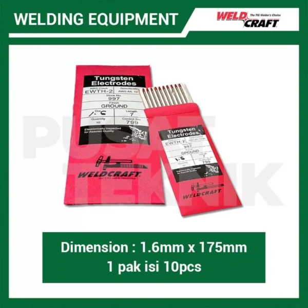 Tungsten Electrodes WELDCRAFT Jarum Las Argon 1.6mm 2.4mm - Gambar 6