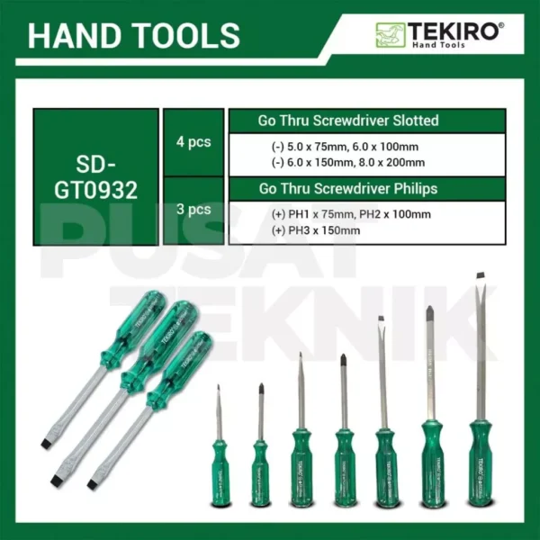 TEKIRO Obeng Ketok Tembus Go Thru Screwdriver Set 7 Pcs - Gambar 2