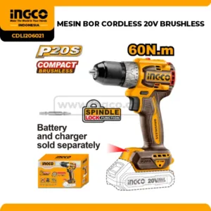 Mesin Bor Cordless Ingco 20V Brushless