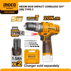 Mesin Bor Impact Cordless Ingco 12V