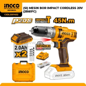 Mesin Bor Impact Cordless Ingco 20V