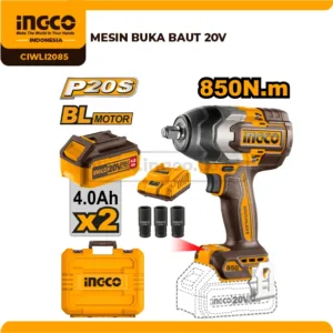 Mesin Buka Baut Cordless Ingco 20V, Impact Wrench Baterai, Alat Buka Ban Mobil