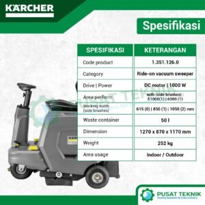 Mesin Sapu Lantai Karcher KM 85/50 R Bp Pack Ride-On Sweeper Battery Compact