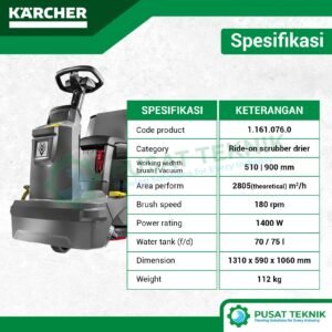 Mesin Scrubber Dryer Karcher BD 50/70 R Bp Classic KAP Ride-On Battery Serbaguna