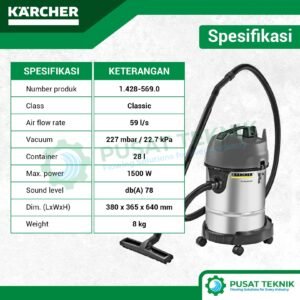 Vacuum Cleaner Basah Kering Karcher NT 30/1 Me Classic CN Stainless Steel Kompak