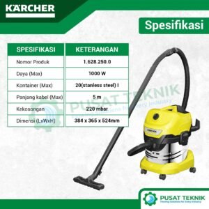 Wet and Dry Vacuum Cleaner Karcher WD 4 S V-20/6/22 Penyedot Debu Stainless 20L