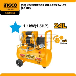 Kompresor Oil Less Ingco 24 Ltr 1.5 HP